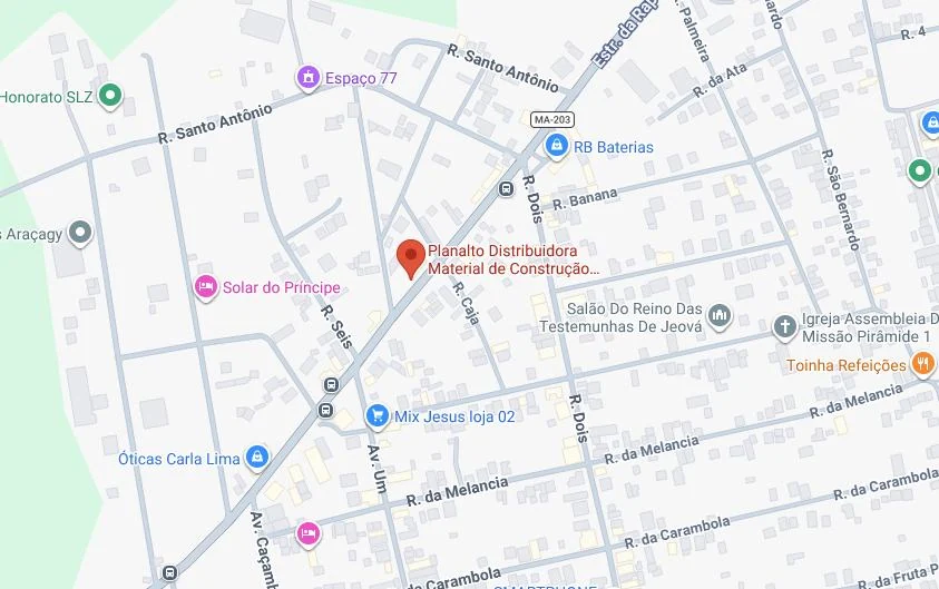 Mapa com a localização da Planalto Distribuidora